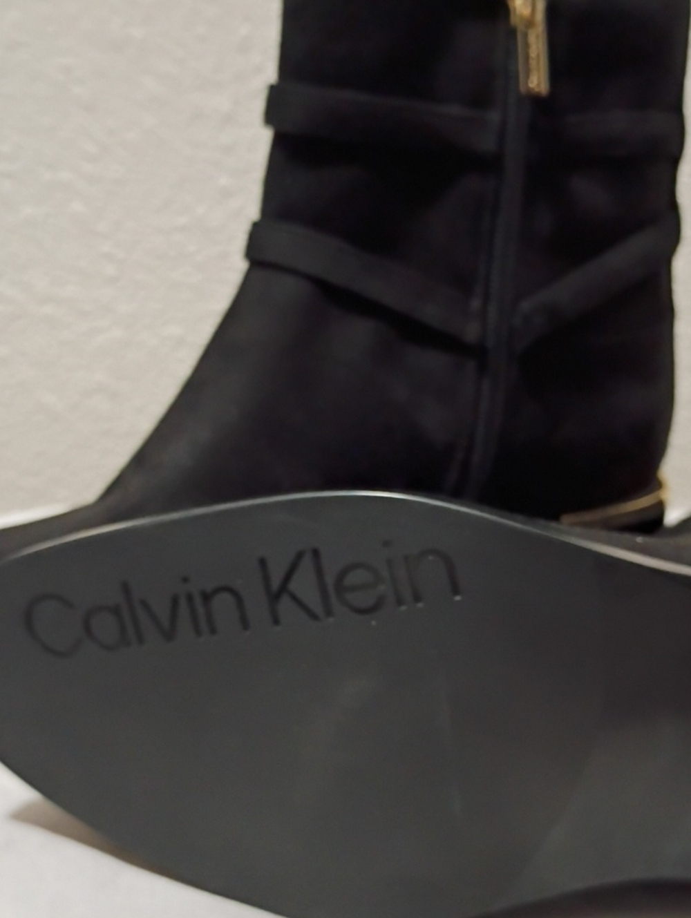 NWOB Calvin Klein Black suede Jasen 2 Buckle Strap Booties with Size 8.5 M - Picture 11 of 15